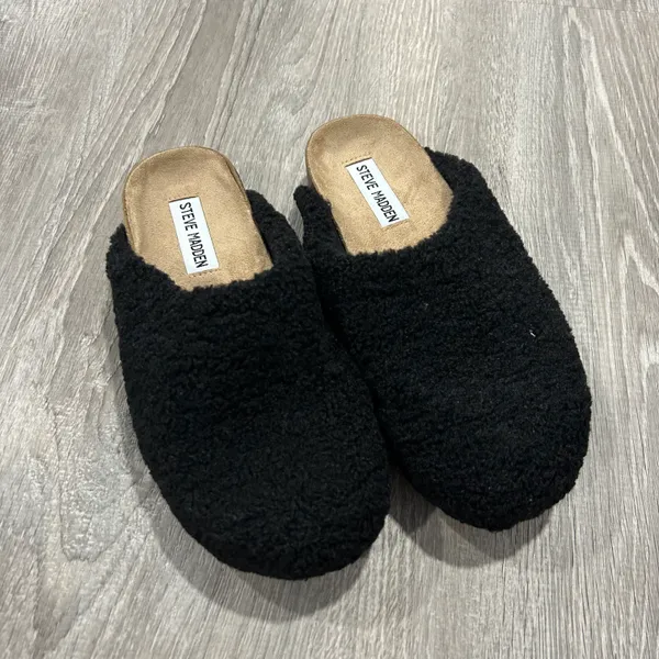 NEW Vesa Black Fuzzy Loafers - Image 2