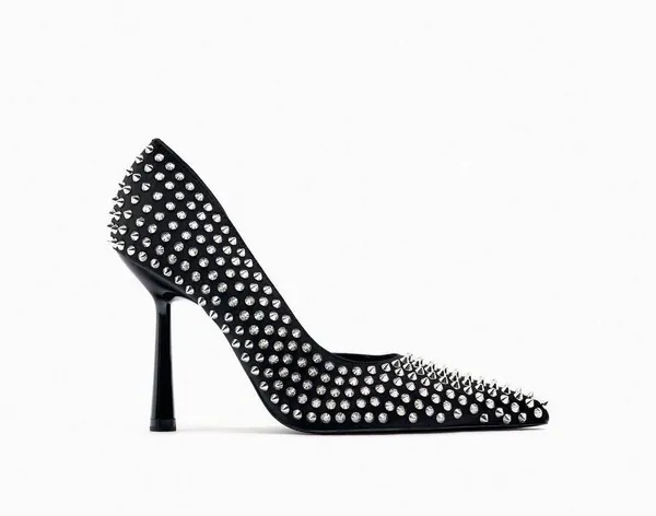 studded heels high heel shoes in black - Image 7