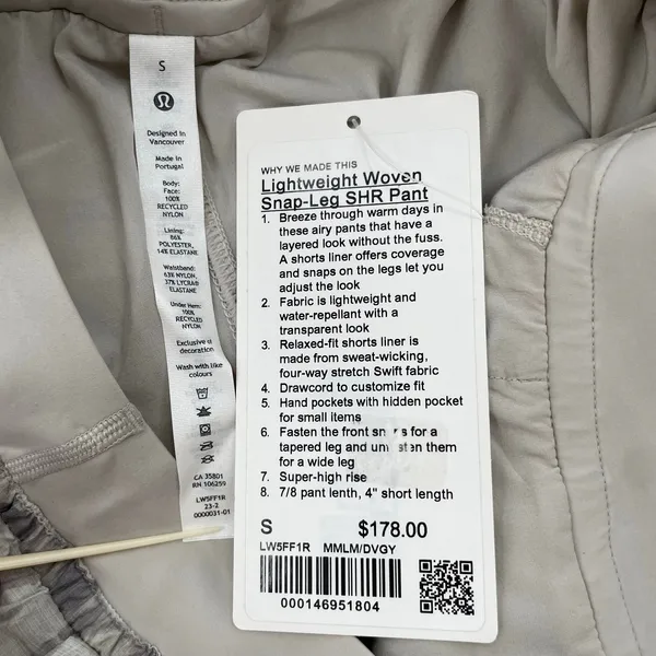 Lululemon Gray Breezy Pant Lightweight Woven Snap Leg Super Hi Rise Size S NEW - Image 6