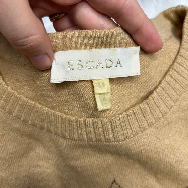 ESCADA Vintage Argyle Sweater Vest Womens Large Wool Cashmere Silk Academia Twee - Image 4