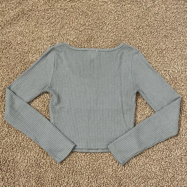 Cozie By Pink Rose Long Sleeve Waffle Knit Crop Top - Image 2