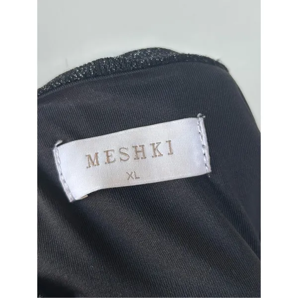Meshki Aurelie Strapless Split Mini Dress in Black Shimmer Size X-Large Party - Image 7