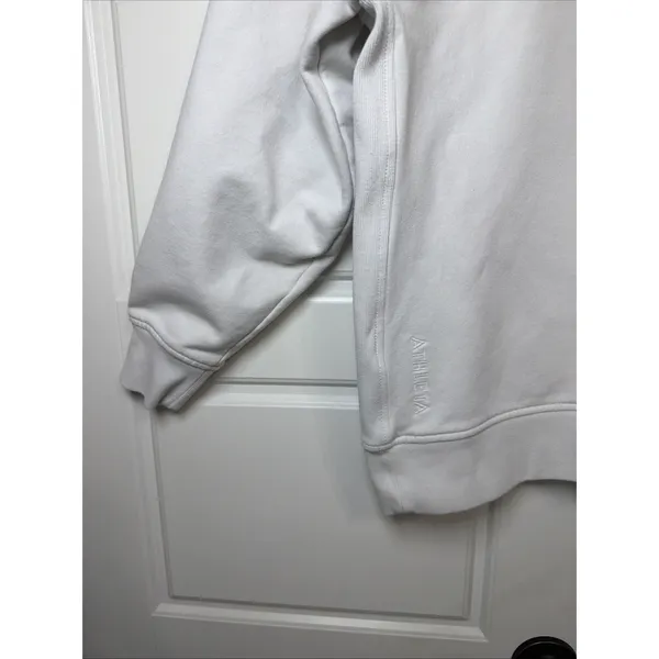 Athleta Quarter Zip Sweatshirt Womens XS Light Gray Cotton Blend Pullover Pocket - Image 11