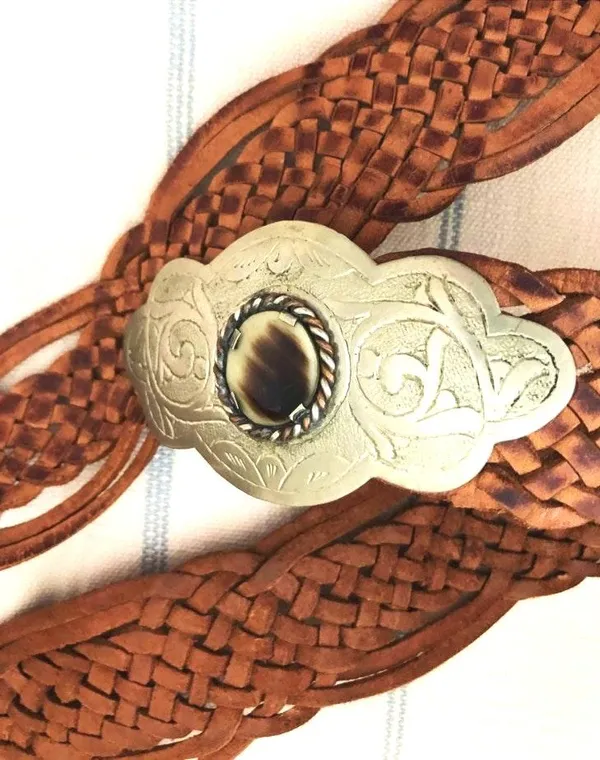 Vintage braided leather hooking belt - Image 3