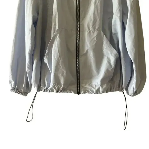 Zara Hooded Wind Proof Jacket Light Blue SZ M # 1646 - Image 5
