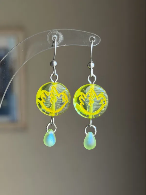 Handmade quality unique rare Czech glass bird beads fairy boho fairy whimsy style earrings🌿✨ - Image 3