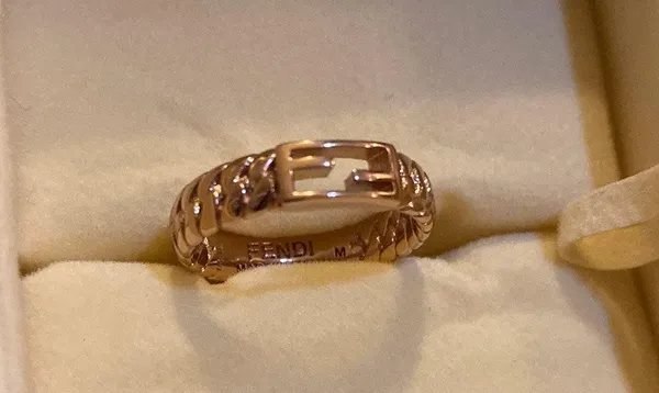 Fendi Baguette Metal Oro Rosa Ring Size M - Image 7