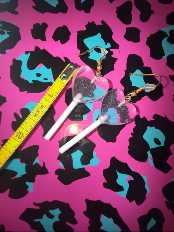 Urban Outfitters Glitter heart lollipop earrings - Image 2