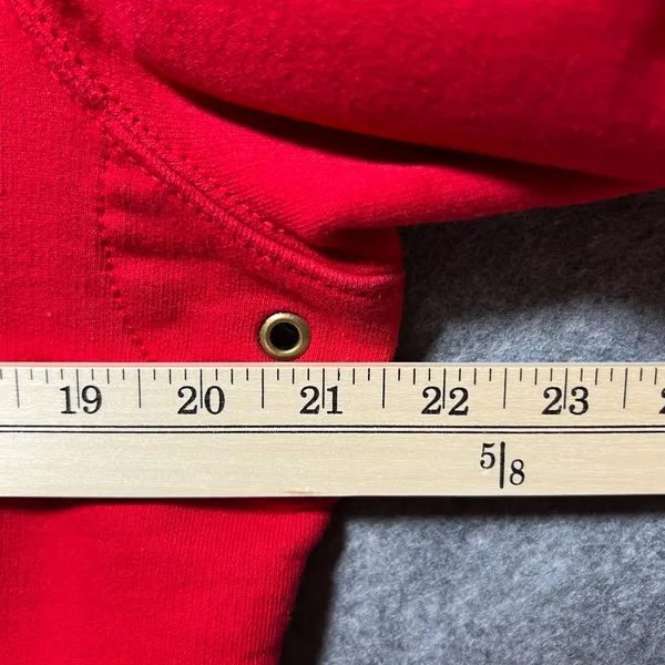 Lauren Ralph Lauren Red Asymmetrical Button Hoodie Crest Sleeve‎ Womens L Y2K - Image 7