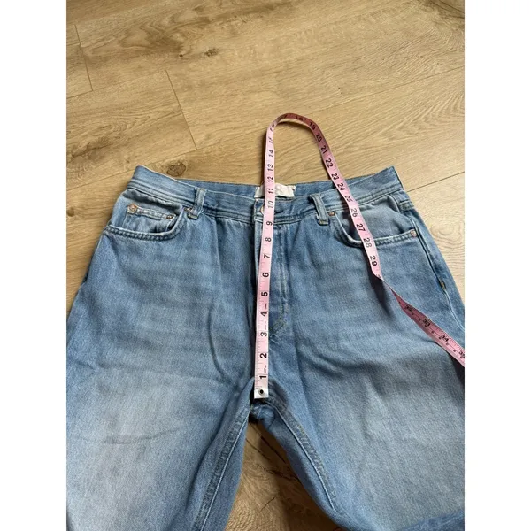 EUC We the Free People Jeans Womens Holes Knees Wide Distressed Button Fly sz 28 - Image 7