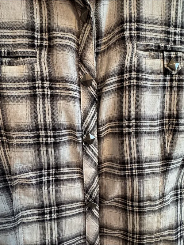Harley-Davidson Womens 1W Plaid Sleeveless Studded Embroidered Snap‎ Shirt - Image 6