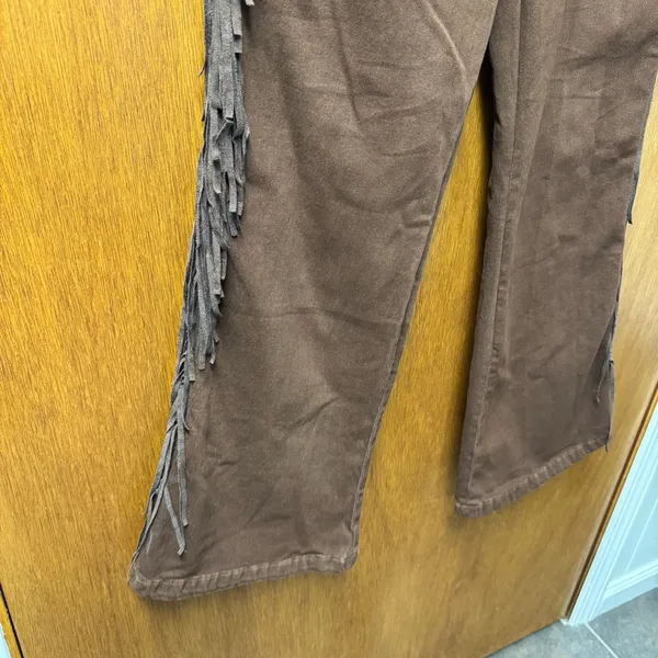 NEW Oyrosy Vintage Western Fringe Flared Jeans Brown Small - Image 6