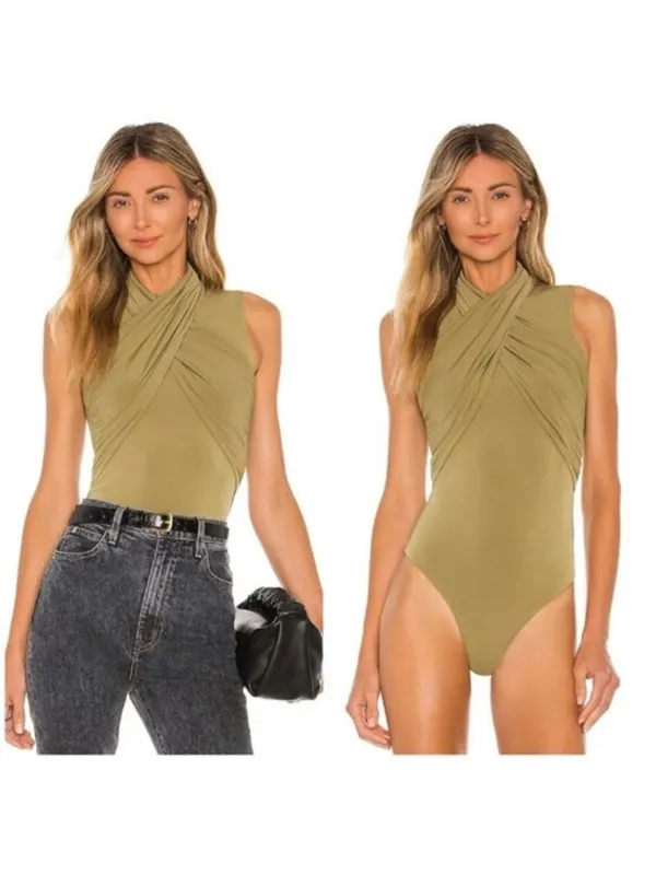 Revolve Lovers and Friends Kelly Bodysuit Olive Green Size Medium - Image 2