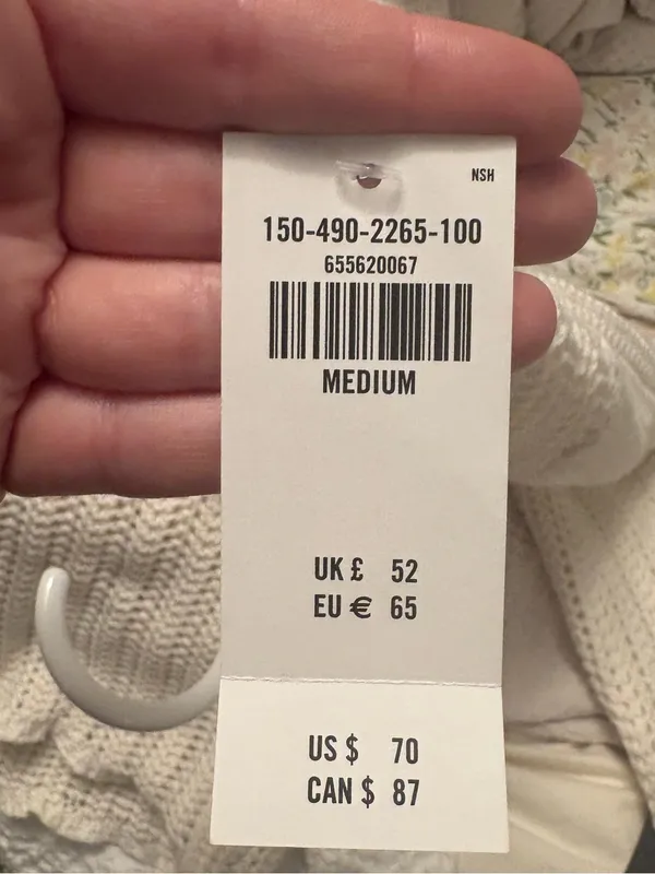 Abercrombie & Fitch Long-Sleeve Crochet Scoopneck Top Cream Size Medium NWT - Image 6