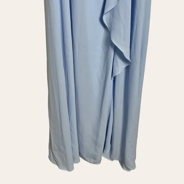 David’s Bridal Ice Blue Sleeveless High Neck Draped Front Brisdesmaid Gown 10 - Image 9