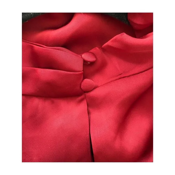 Lulus Wine Red Asymmetrical Satin Gown - Image 4
