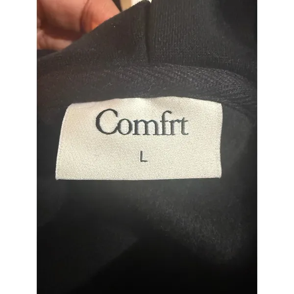 Comfrt Black Oversized Hoodie Women Embroidered Logo Fleece Pullover‎ Streetwear - Image 5