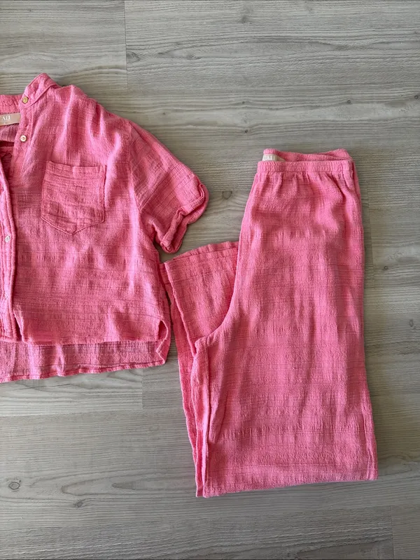 Cali By Cali DreamingTwo-Piece Set - Lightweight Button-Front Top & Pants - Image 2