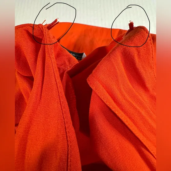 Zara‎ Tiered Midi Dress Short Sleeve V-neck Wrap Flounced Hem Red/ Orange XS - Image 12