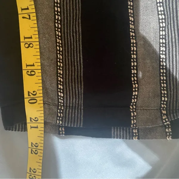 Topshop black gray striped wide leg trousers paperbag pants tie waist size small - Image 8