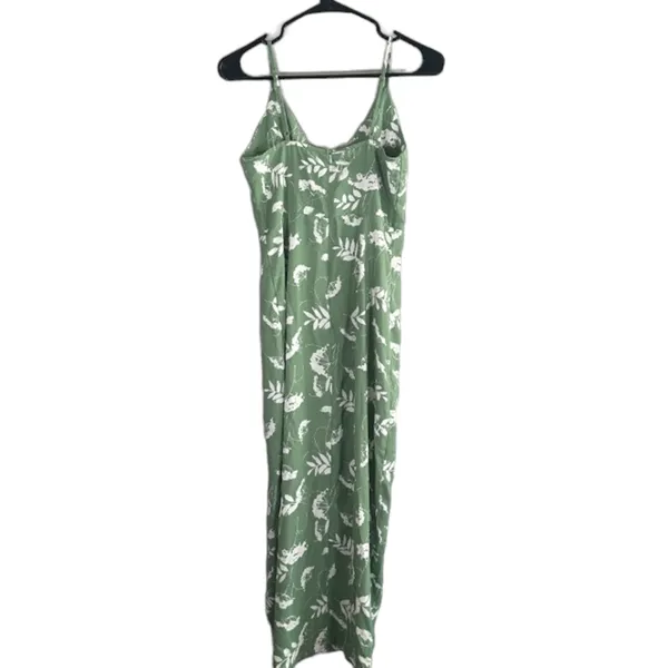 CMZ2005 Green Floral Sleeveless V-Neck Stretch Long Maxi Dress Women Sz XS - Image 2