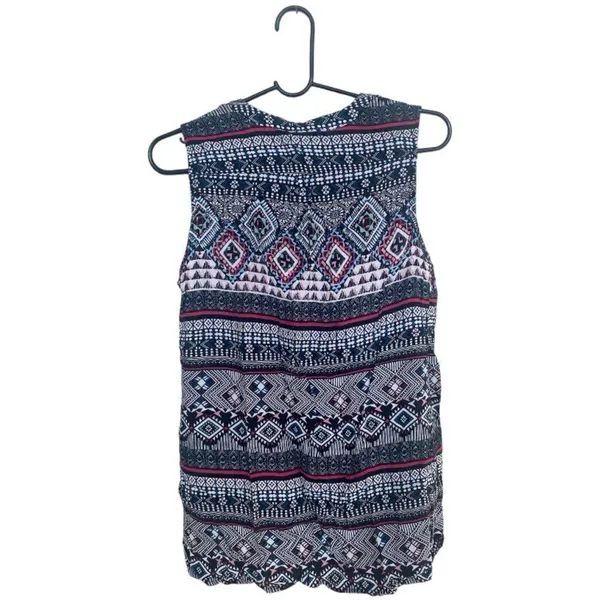 Dalia Collection Sleeveless Boho Geometric Print Blouse – Size M Multicolor Rayo - Image 2