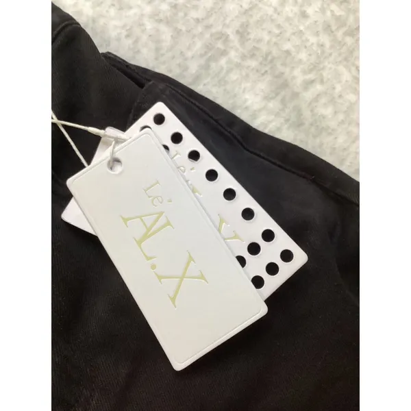 Le'ALX Western Belt Jeans Jet Black High Rise Straight Leg Raw Hem‎ Size 27 NEW - Image 3