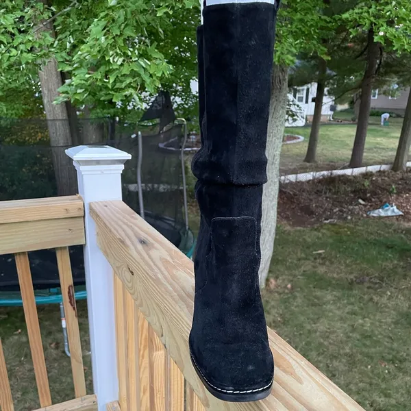 Franco Sarto EMA Women Black Suede/Leather Mid Calf Boots Sz 9.5 - Image 8