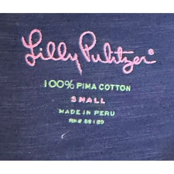 Lilly Pulitzer‎ Women's Dress Shirt Crew Neck 3/4 Sleeves Pima Cotton Blue Small - Image 5