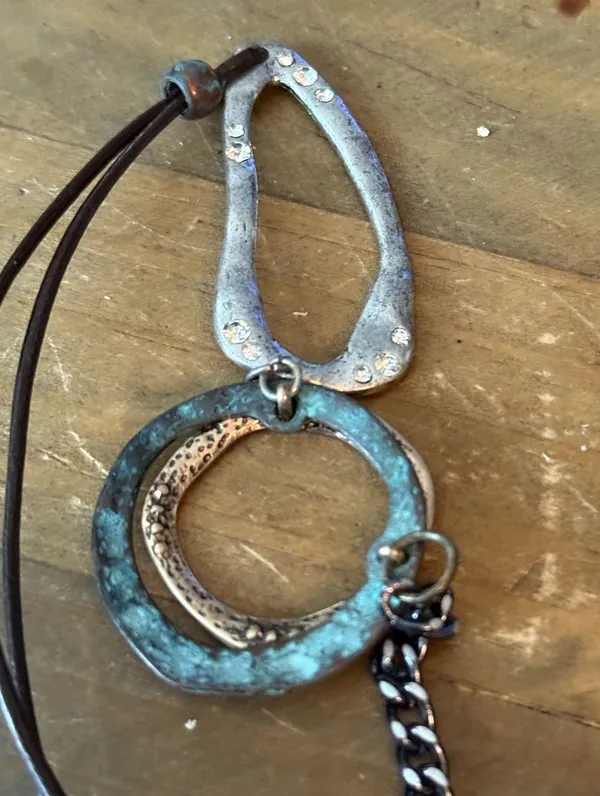 Long mixed metal coin medallion charm necklace - Image 7