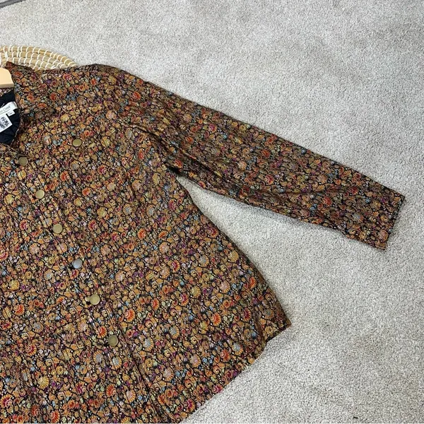 Coldwater Creek Tapestry Multicolor Brocade Jacquard Button Front Top Jacket M - Image 6