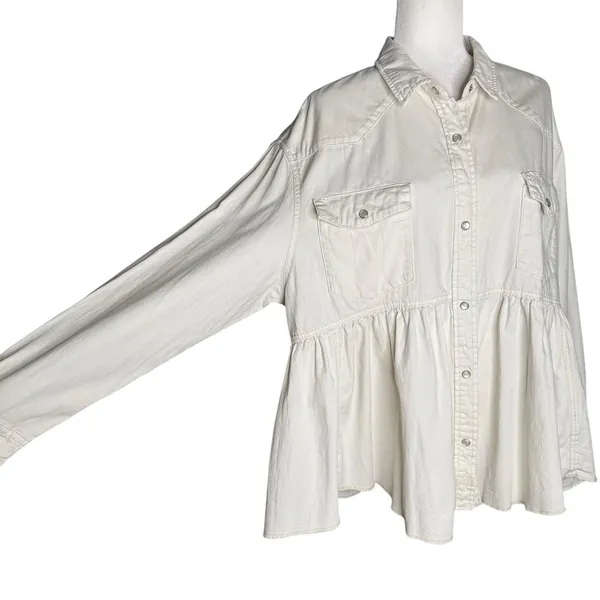 We The Free by‎ Free People "Dylan" Peplum Cotton Denim Shacket – Women's Large - Image 5