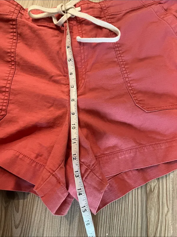 LOFT Cotton Cargo Utility Drawstring Shorts (Sz 14) Clay Salmon Coral - Image 9