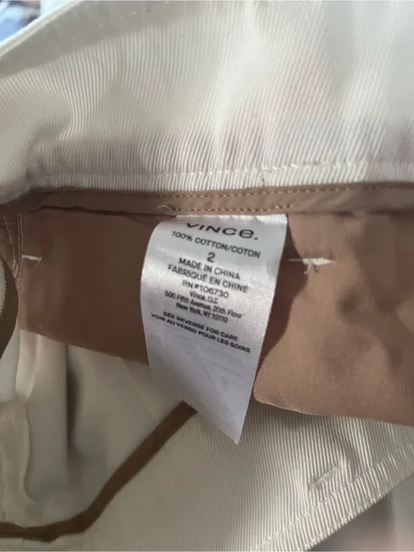Vince 100% Cotton White Trouser Pants 2 Straight Leg Minimalist Quiet Luxury - Image 7