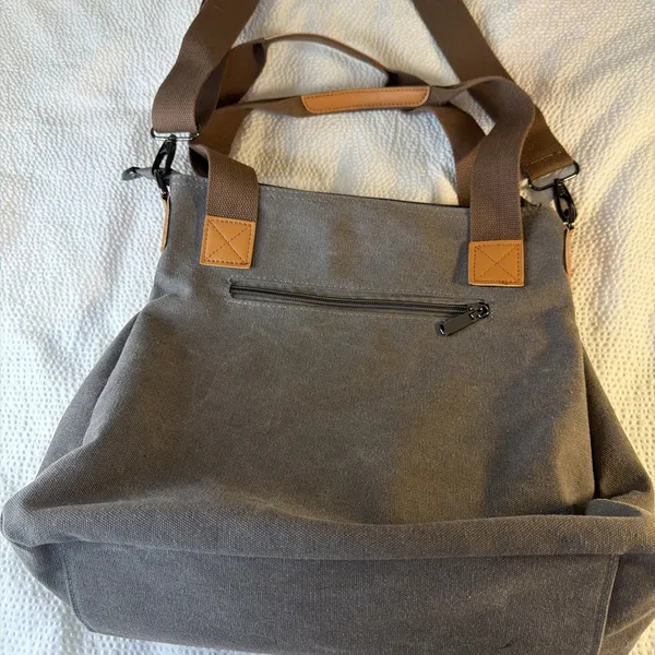 Canvas Handbag for Women Cloth Tote Shoulder Purses Hobo Casual Crossbody Grey - Image 2