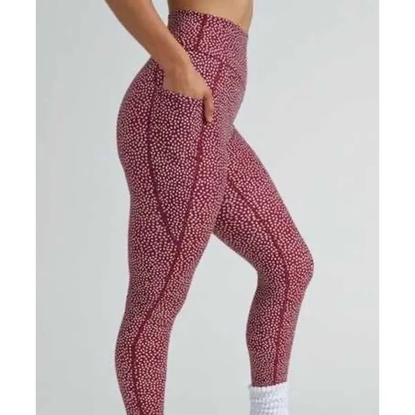 Buff Bunny Rosa pocket legging "Bossy" print vineyard red size medium - Image 9