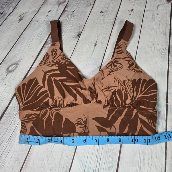 Aerie OFFLINE Tropical‎ Leaf Print Ballet Back Sports Bra Medium Support S NWT - Image 9