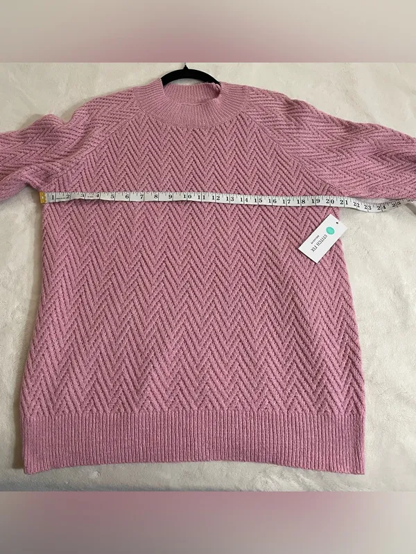 Pink Clover NWT Soft Chevron Knit Mock Neck Sweater - Pink Size L - Image 4