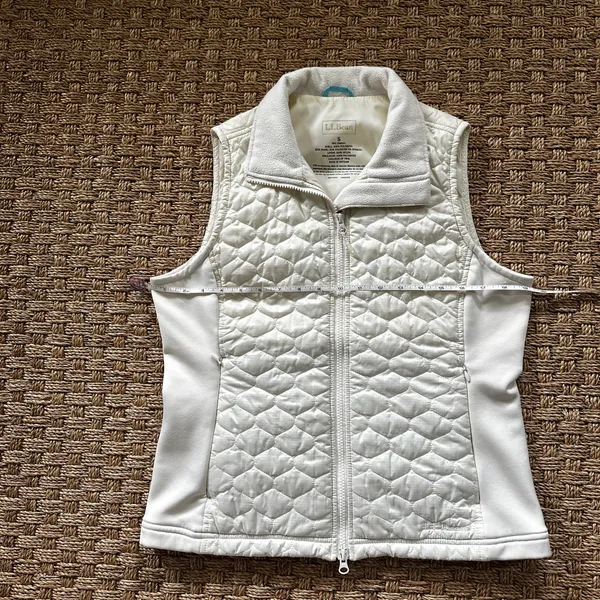 L.L.Bean Women’s S Ivory Thinsulate Vest Full Zip Pockets Lined Solid - Image 8