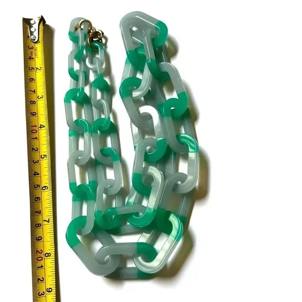 J.Crew green acrylic chain necklace - Image 4