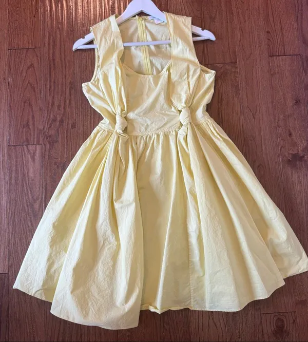 Carven made in Italy butter yellow knot front Aline dress small - Image 7
