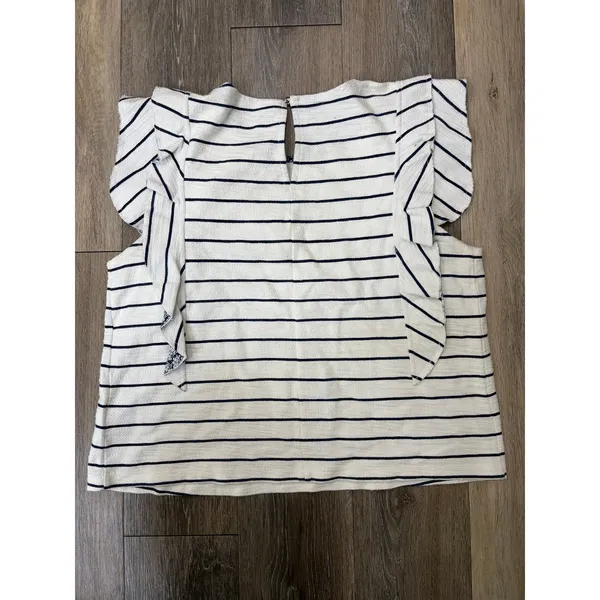 Anthropologie Postmark Striped Ruffle Sleeve Top Womens Medium - Image 2