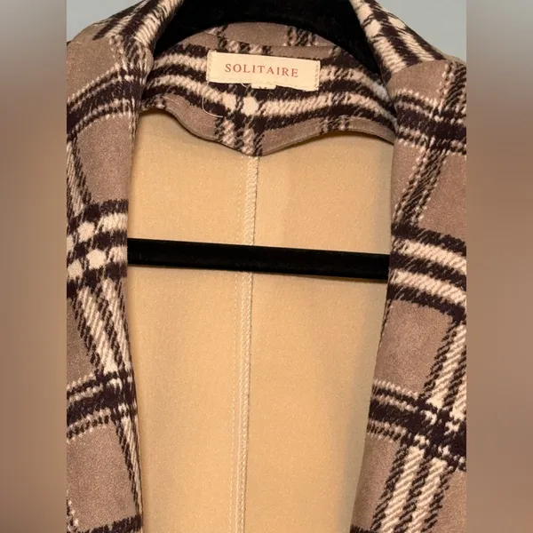 SOLITAIRE Plaid‎ Women's Jacket with Belt - Image 3