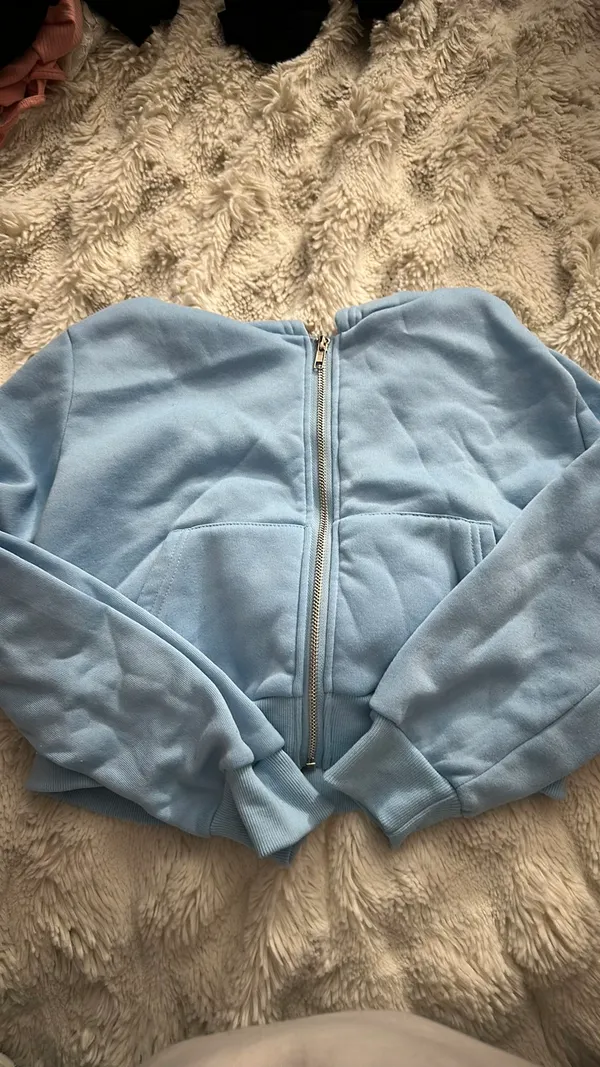 blue cropped zip up - Image 2