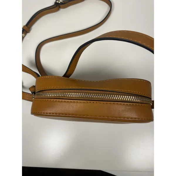 GAP Brown Shoulder Bag with Zip Closure & Zipper Accents, Gold‎ Hardware - Image 2