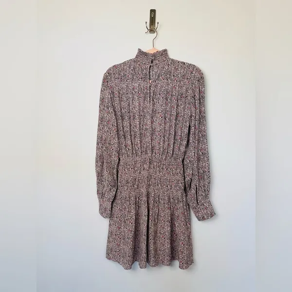 & OTHER STORIES Floral Smocked High Neck Long Sleeve Mini Dress - Image 7