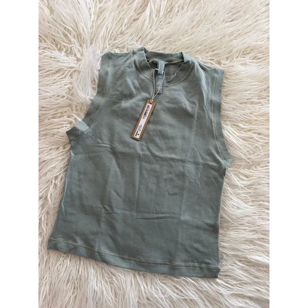 Skims Cotton Jersey Mock Neck Tank Mineral Size Medium - Image 4