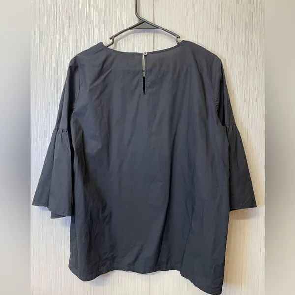 LOFT Black 3/4 Sleeve Top Floral & Parrot Embroidery Boho‎ Chic Size M - Image 7