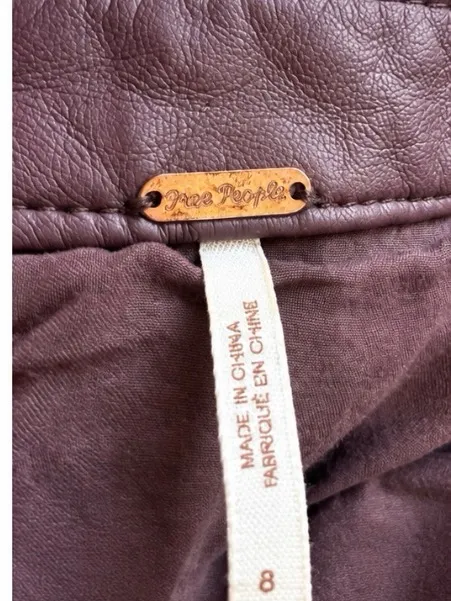 Free People Dusty Mauve Faux Leather Mini Skirt Side Buckle Women’s Size 8 - Image 4