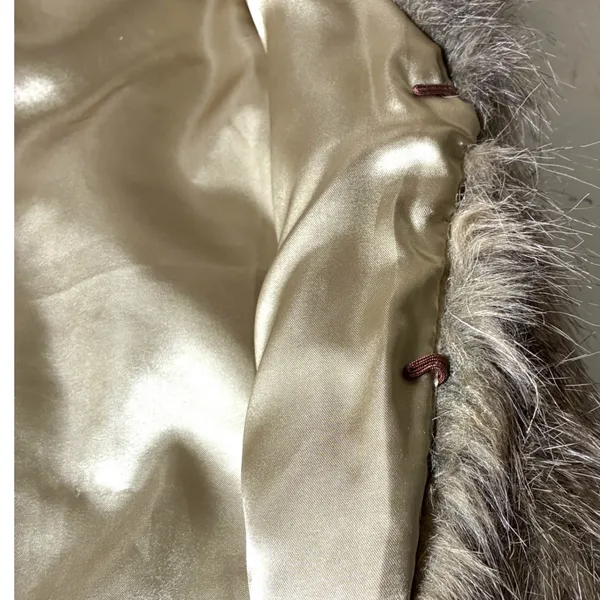 Jack Faux Fur Vest Brown Grey Shawl Collar Luxe Boho Mob Wife Size M - Image 10